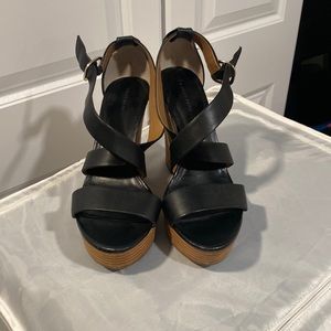 Banana republic, size 10 black, leather wedges